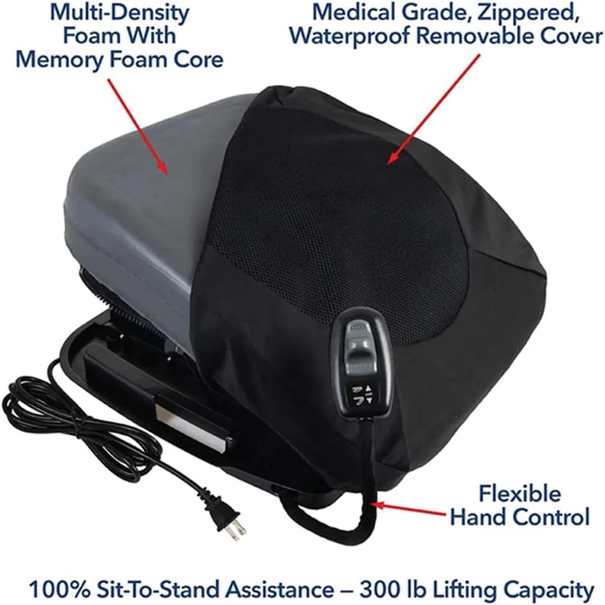 Coussin D'assistance Au Siège Électrique, Moteur Puissant pour Aider À Se Tenir Debout, Supporte Jusqu'à 240 LB, pour Aider Les Personnes Âgées Et Handicapées À Monter Et Descendre