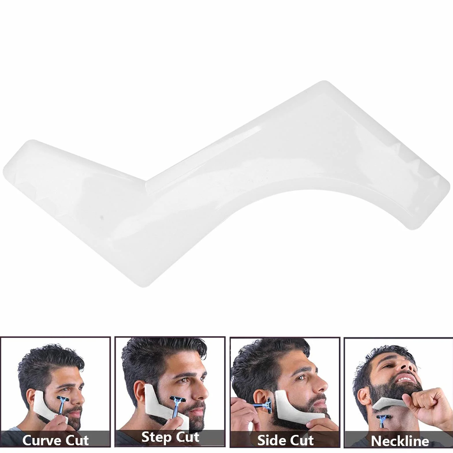 5PCS Kit D'outils de Mise en Forme de Barbe pour Hommes, Ensemble de Modèles de Guide de Barbe Modèle de Délié Pochoir Modèle de Rasage de Bord de Moustache Toilettage Coupe de Barbe Styling Kit D'out
