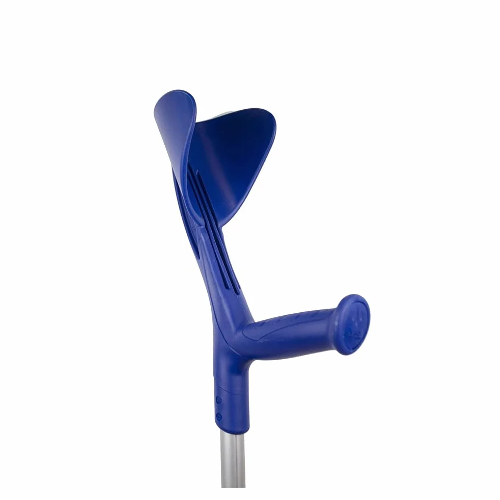 Béquille Médicales Adulte, x1, Béquilles Anglaises, Hauteur Réglable, Aluminium, Jusqu'à 150 kg, Réglage au Niveau du Brassard, Poignée Ergonomique, Embouts Antidérapants, Légères, Bleue