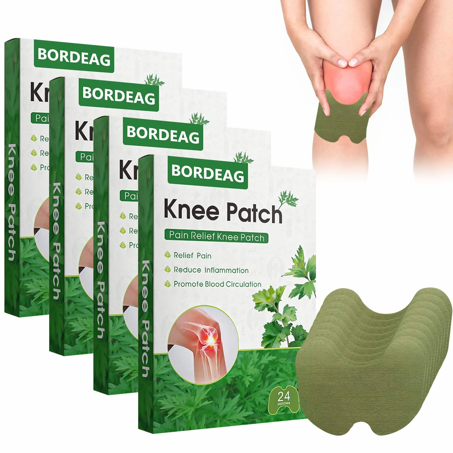Patch Anti douleur Genoux: 96 Pièces Chauffant Dos, Absinthe, Knee Pain Relief, Patch Chauffant pour Genoux