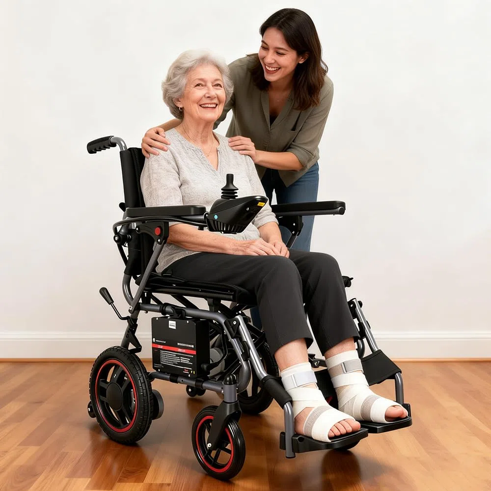 19kg Fauteuil roulant électrique pliable pour adultes, autonomie de 20 km, Fauteuil Roulant Électrique Tout-Terrain Pour Personnes Âgées, Supporte Jusqu’à 150Kg, Noir