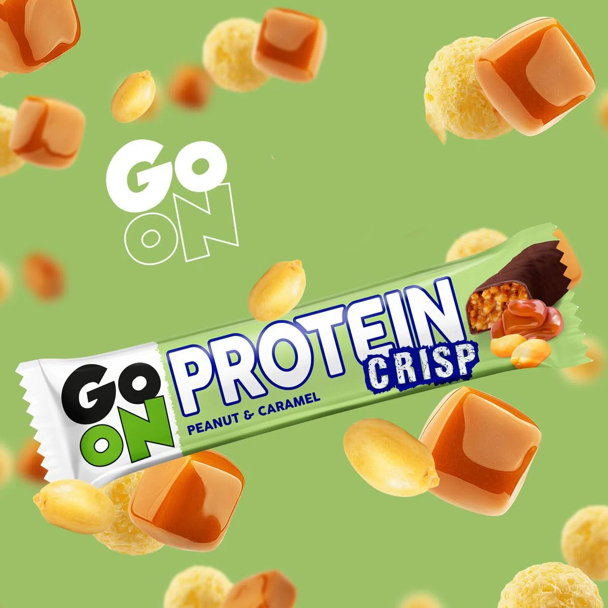 Go On Nutrition | Boîte Protein Crisp Bar (24x50g) | Barres protéinées | Barre protéinée avec une texture croquante - Peanut Caramel