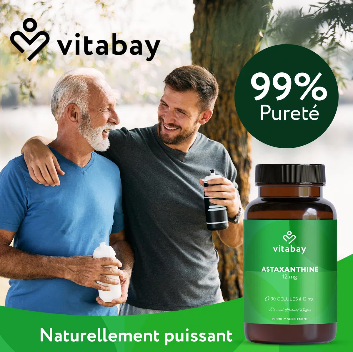 Vitabay Astaxanthine 12 mg hautement dosée – 90 capsules softgel véganes – testée en laboratoire & sans additifs – naturellement issue d’extrait d’algue Haematococcus pluvialis – réserve pour 6 mois
