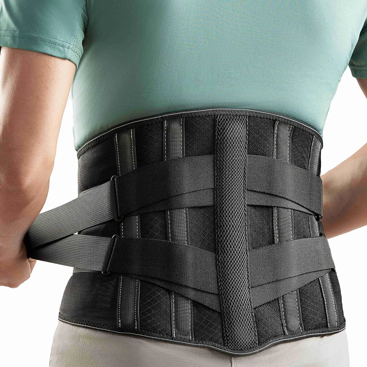 Ceinture de soutien dorsal respirante pour homme et femme avec rembourrage lombaire 3D amovible, soutien dorsal avec 5 soutiens pour soulager les maux de dos