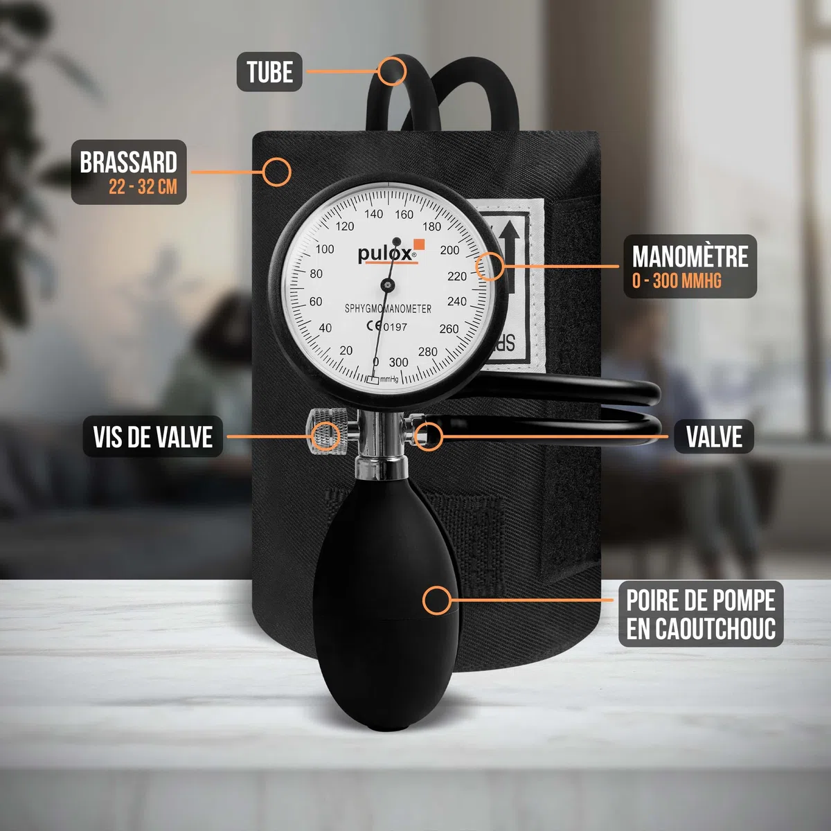 Pulox Tensiomètre Manuel - Sphygmomanomètre Anéroïde pour la mesure de la pression artérielle au niveau du bras | Sphygmomanomètre anéroïde pour mesure manuelle de la pression artérielle sur le haut du bras avec sac