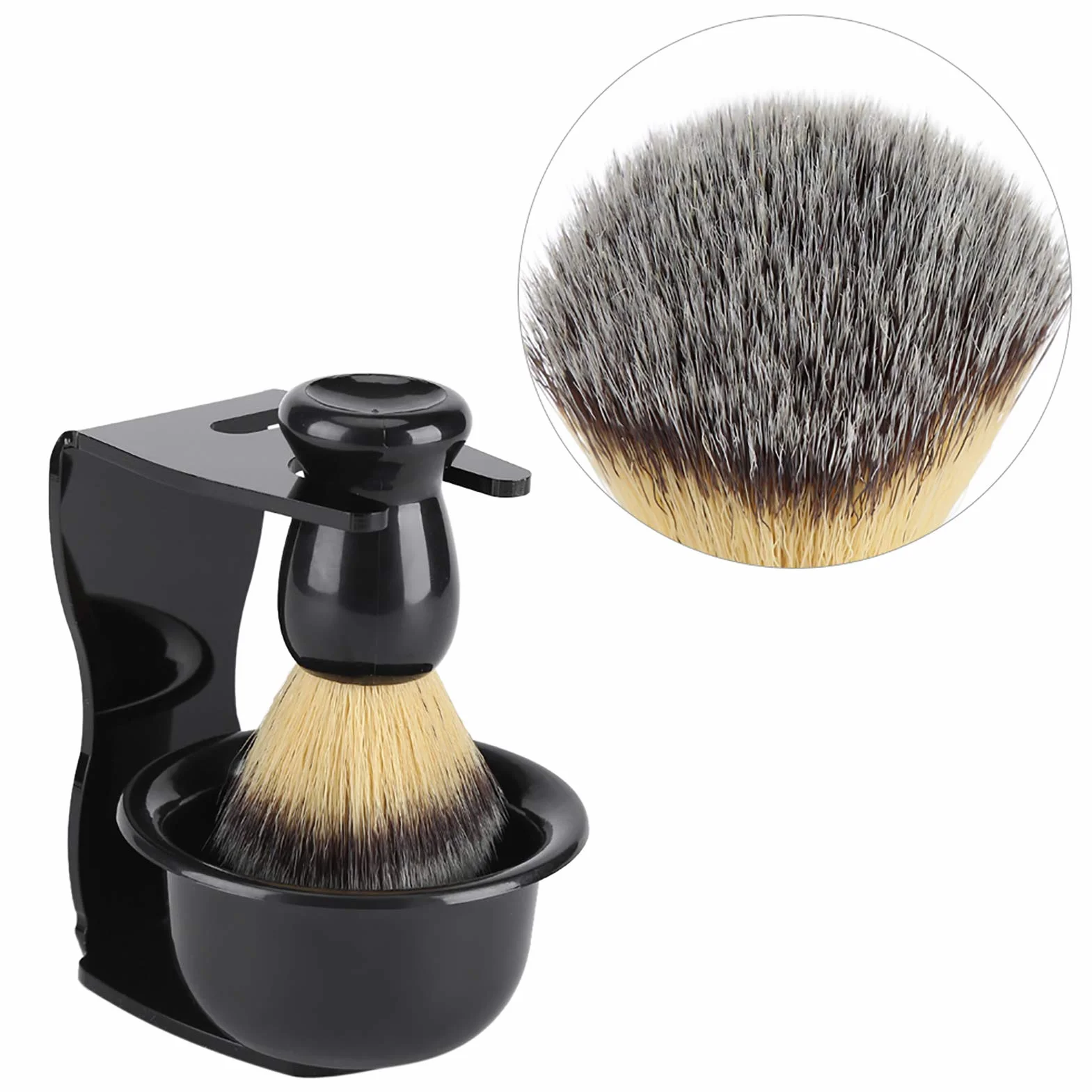 Kit de Blaireau de Rasage pour Homme 3 en 1 Ensemble de Blaireau et Bol de Rasage Support de Support de Rasoir de s¨¦curit¨¦ Traditionnel Humide Proche kit de Rasage Hommes Manuel Outil