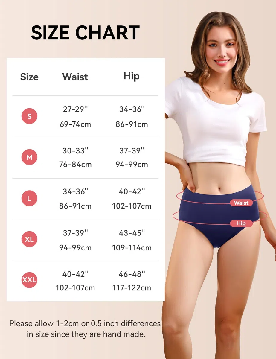 Carer Lot de 2 Culottes d'Incontinence pour Femmes à Haute Absorption Sous-vêtements Menstruels avec Protection Jour et Nuit Culottes Protectrices Taille Haute pour les Règles 50ML à 100ML Bleu XXL