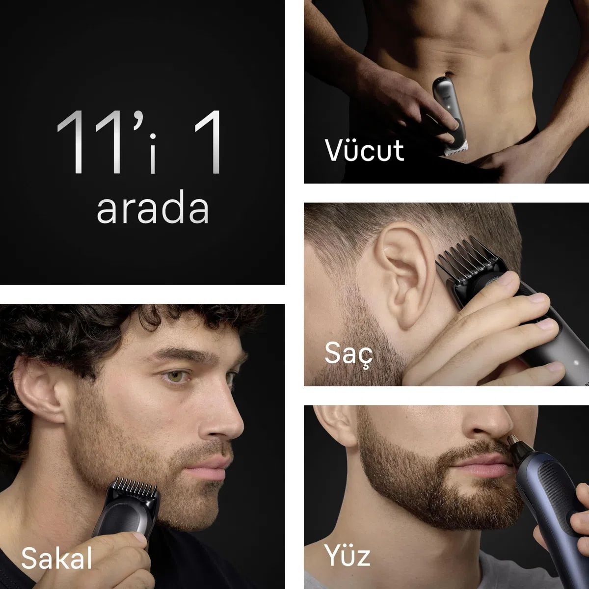 Braun Soin corporel multifonction Series 7 11 en 1 ProBlade et AutoSense, 120 min, SkinGuard et ombrage de la barbe, AquaGrip pour utilisation sous l'eau, AIO7540, bleu
