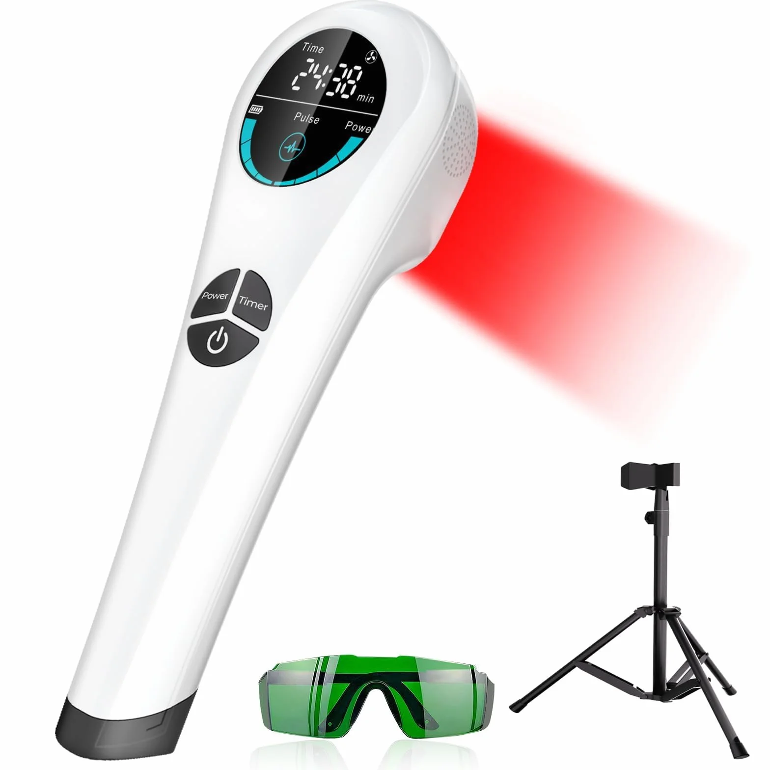 Appareil de lumière rouge froide, Dispositif de thérapie laser à froid, 4000 mAh, 4×808 nm+14×650 nm, 5 modes, 6 minuteries, pour soins musculaires et articulaires, humains et animaux