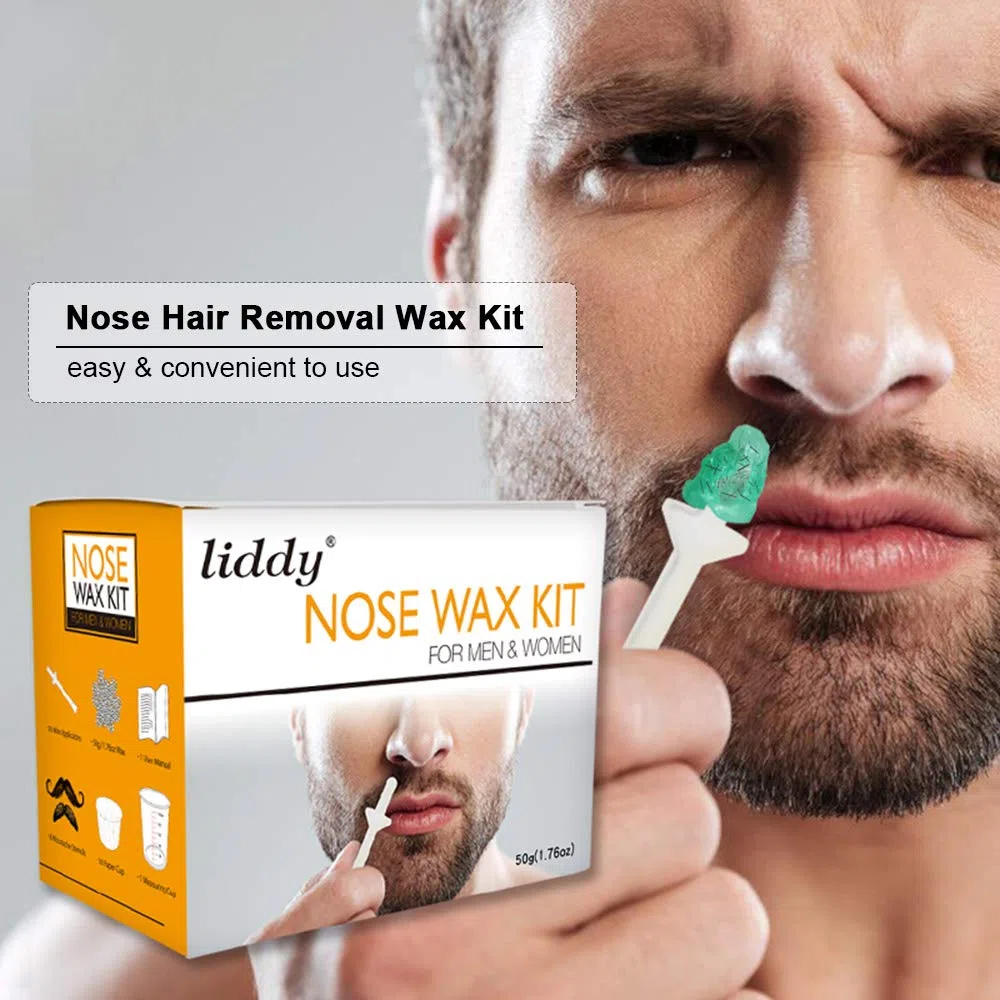 Cire Nez pour Homme et Femme 50 g, Kit d'épilation à la Cire d’Abeille Naturelle, 20 Applicateurs, Brésilien, Cire d'épilation des Poils du Nez
