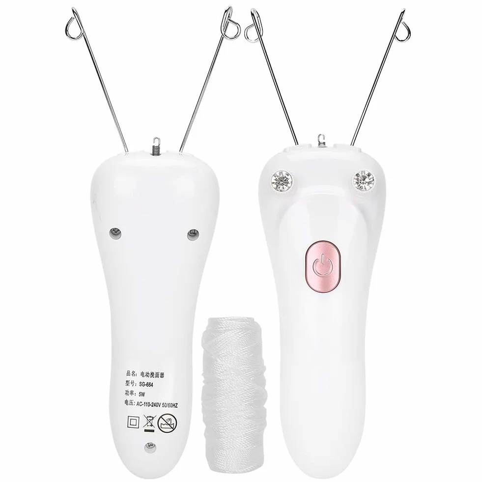 【Cadeau de fête des mères】 Épilateur de filetage électrique, épilateur de fil d'épilation physique sûr de 2 couleurs, visage de haute qualité pour femme(Pink)