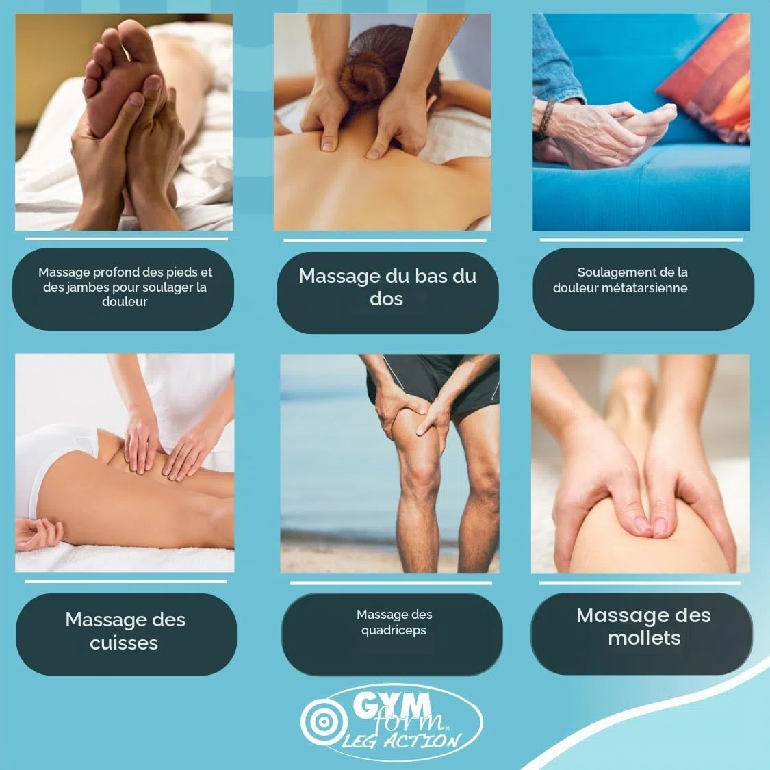 GYMFORM Masseur de pieds et de jambes Leg Action, Massage shiatsu, Télécommandé, Plusieurs programmes et vitesses pour améliorer la circulation et soulager la douleur
