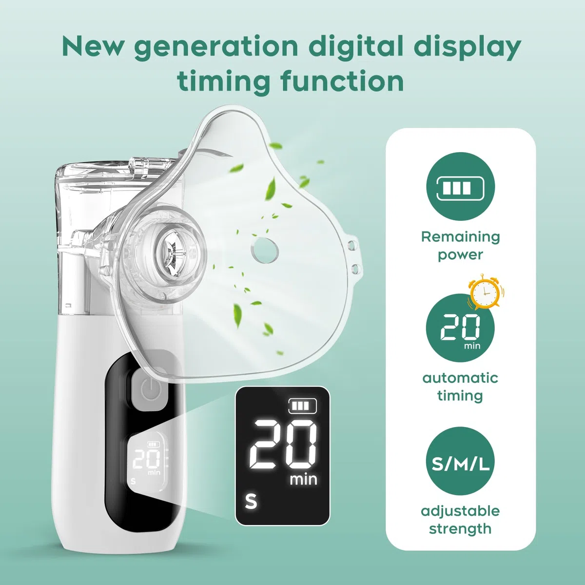 Nebulisateur Inhalateur pour Adultes et Enfants, Berrlly Aerosol Portable, Autonettoyante, Intelligent Affichage Numérique Nébuliseur Silencieux Rechargeable pour la Maison et les Voyages