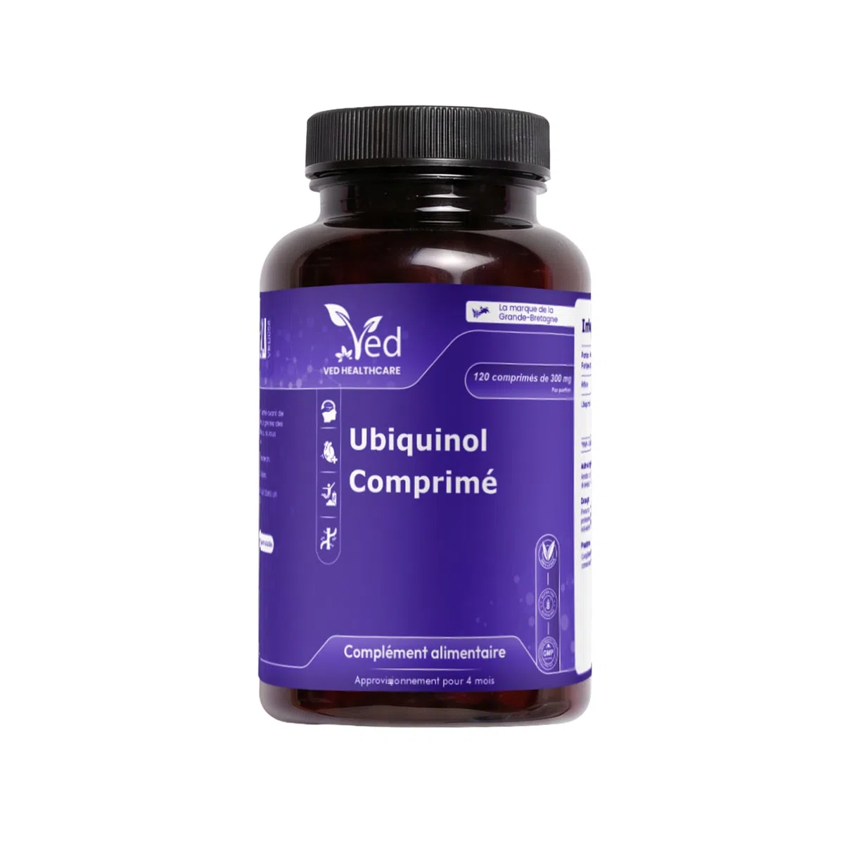 Avec l'ubiquinol | Forme active coq10 | Absorption élevée/Bioactivité améliorée, 300 mg 120 Tablets.