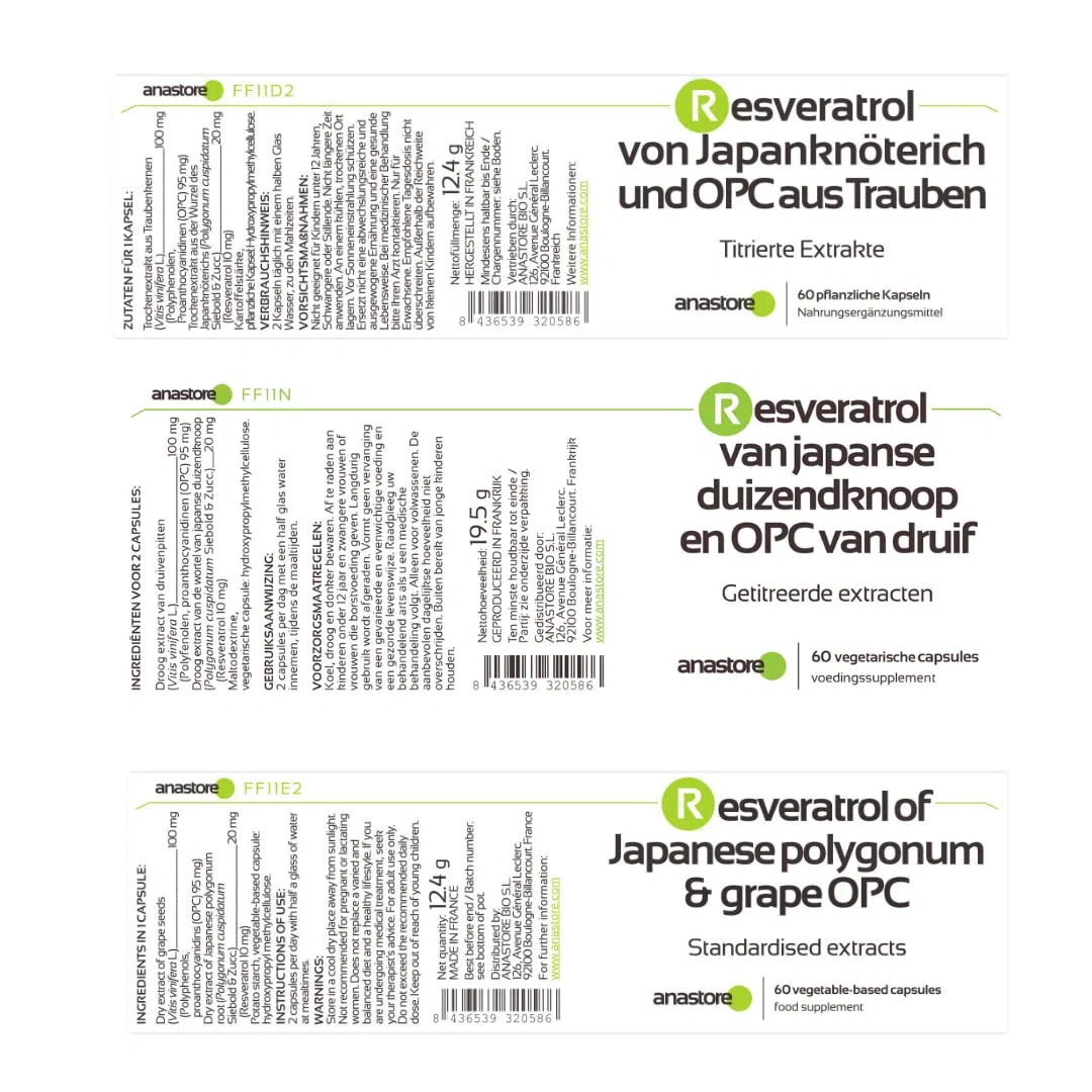 RESVÉRATROL & OPC DE RAISIN * 60 mg / 60 gélules * Titré à 95% en proanthocyanidines et à 50% en resvératrol * Antioxydants, Cardiovasculaire, Prostate