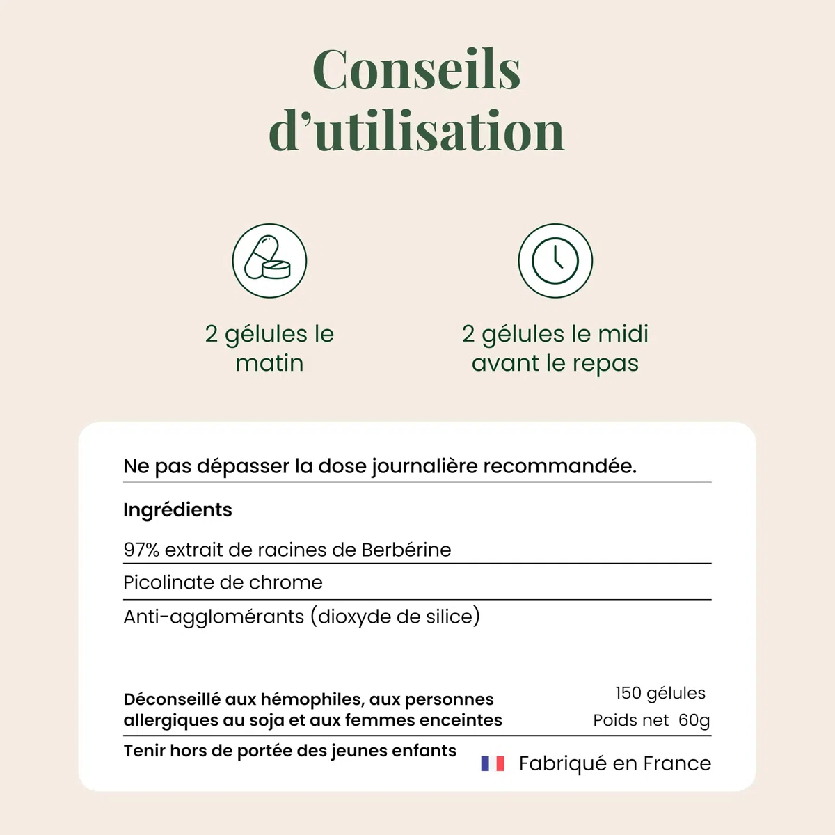 SFB Laboratoires Berbérine BIO 1200mg Haute Qualité, Chrome - Minceur et Régulation du Sucre, Soutient la Digestion & Métabolisme - Extrait Naturel - 3 mois traitement - 150 Gélules
