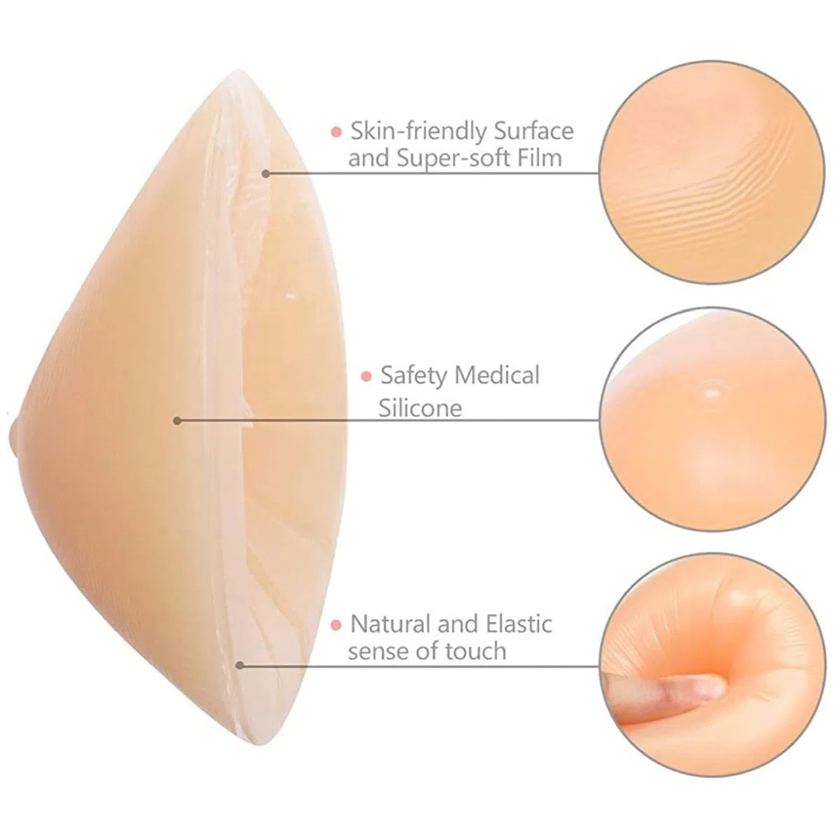 Formes mammaires triangulaires en Silicone, prothèse Auto-adhésive, Mastectomie, Faux Seins, rehausseur de Soutien-Gorge Confortable (1 pièce),250g/Piece