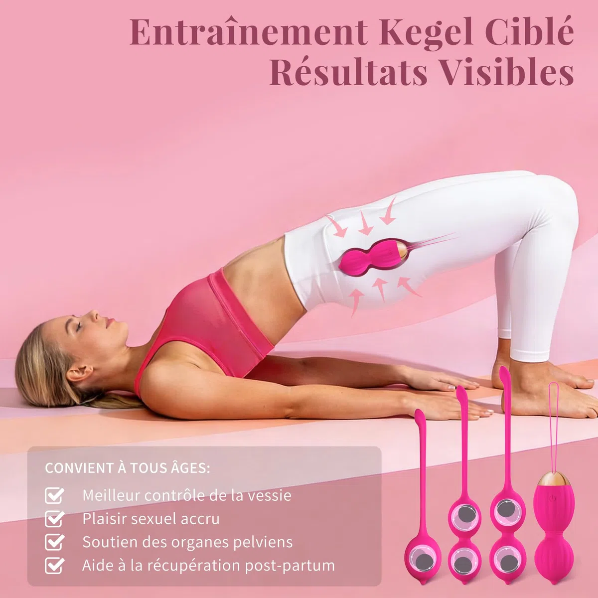 FIDECH Love Balls Entraîneur du Plancher Pelvien pour Femme, Boules Kegel en Silicone avec Télécommande, Entraîneur du Plancher Pelvien pour Femme avec 12 Modes de Vibration, Oeuf Vibrant, Rouge