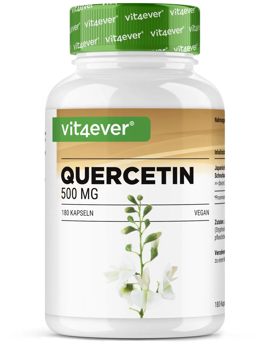 Quercétine - 500 mg - 180 Gélules - 6 Mois d'Approvisionnement - Premium : Extrait Naturel de Fleurs de Chêne à 15:1 avec 95% de Quercétine - Hautement Dosé - Végétalien