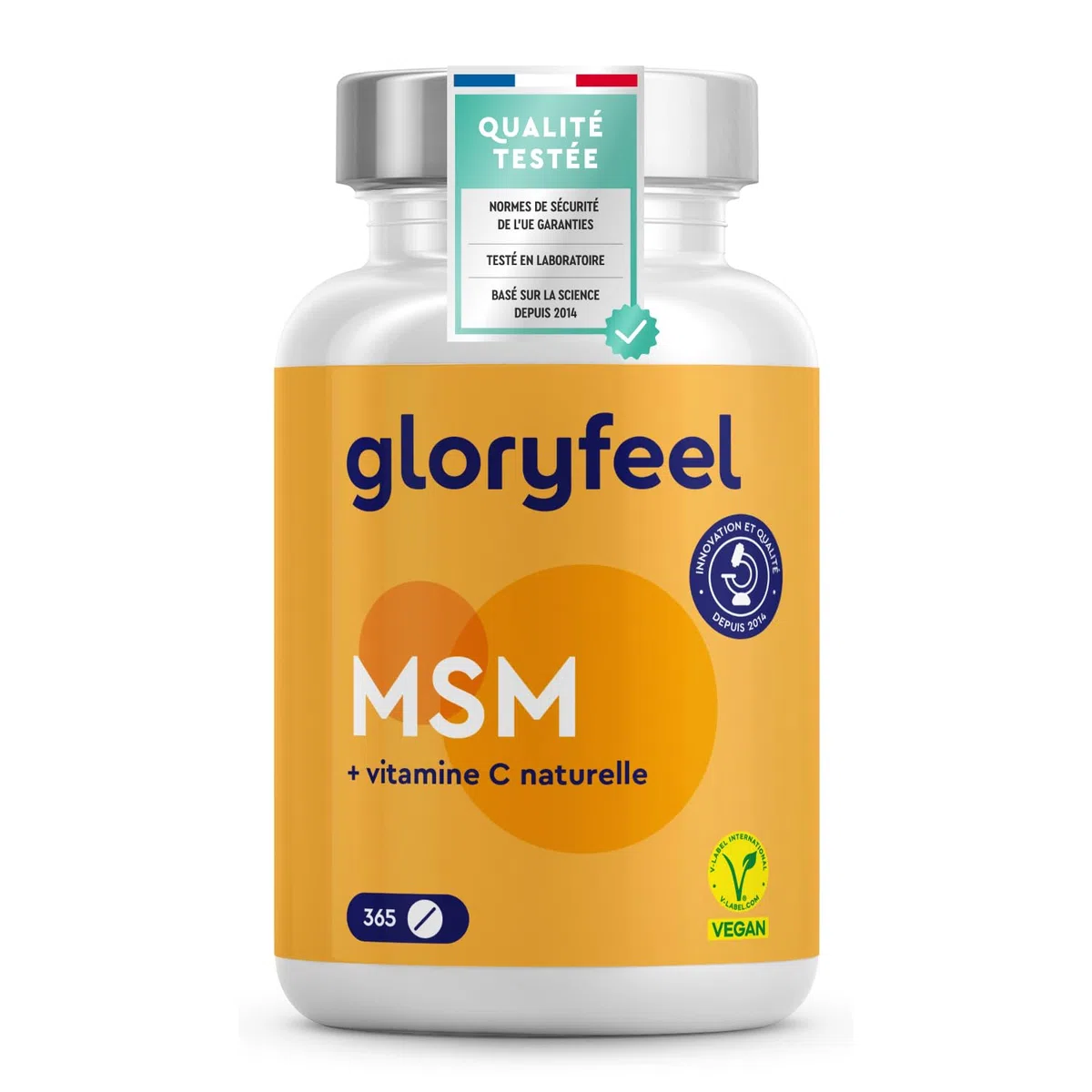 MSM avec Vitamine C, 365 Haute Résistance Comprimés Végan, Complexe pour les Os, Articulations, Peau & Système Immunitaire*, 2000 mg Méthylsulfonylméthane, Complément Alimentaire Naturel