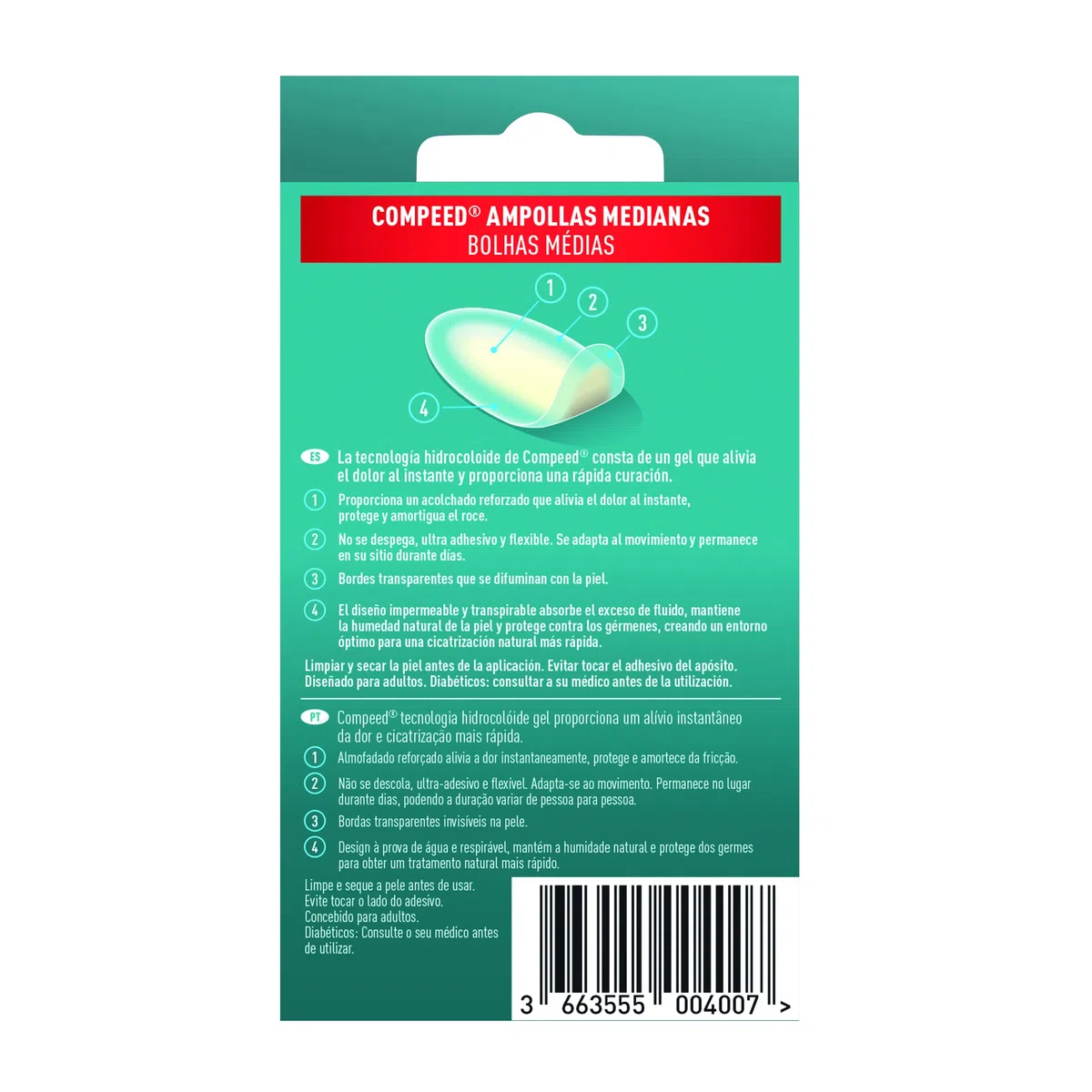 DUPLO- COMPEED Ampoules moyennes x24 (ON THE GO) - Pack de 2 - Soins aux pieds, soulagement de la douleur, emballées individuellement