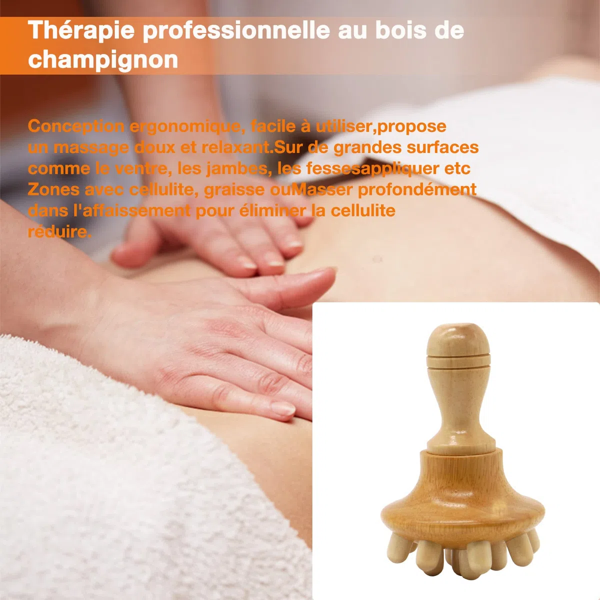 Maderotherapie Set d'outils de Massage Bois Coupes de Massage et Champignon de Massage, Masseur Cellulite, Drainage Lymphatique,Masseur Anti Cellulite