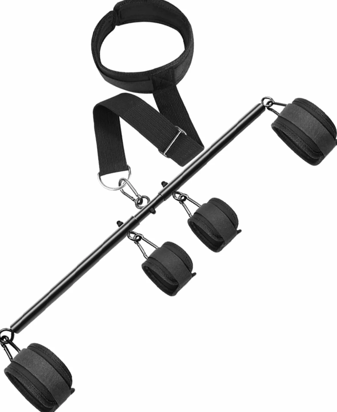 Menottes BDSM, Kit de bondage polyvalent de cou à poignet avec barre d'écartement, menottes et chevillères réglables, jouets sexuels pour couples, jouets sexuels pour adultes pour jeux SM (56-91 cm)