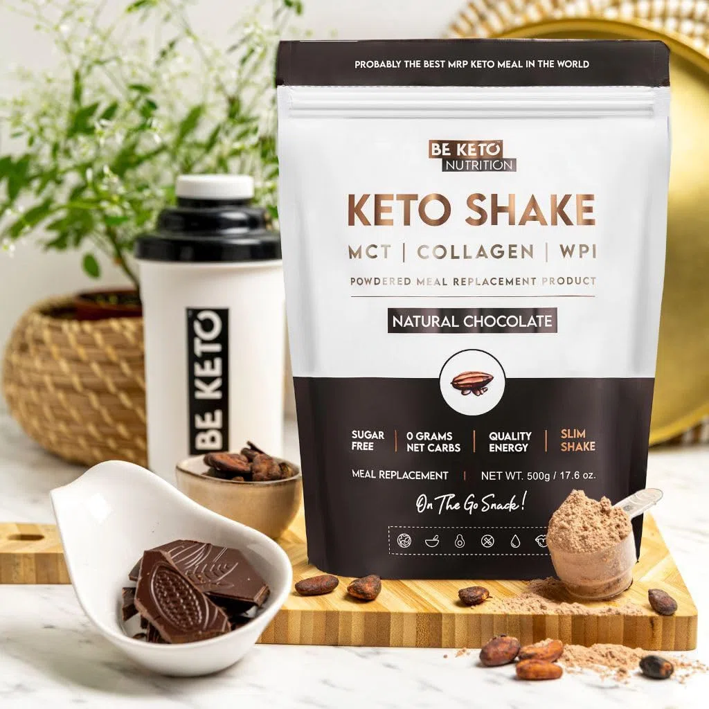 Be Keto Diet Shake Chocolat Naturel 500g | Triple Action : Whey Isolat + Huile MCT BIO + Collagène Grass-Fed | 61g Protéines/100g | 8,2g Glucides | Perte de Poids | Satiété Durable | Sans Sucre Ajouté