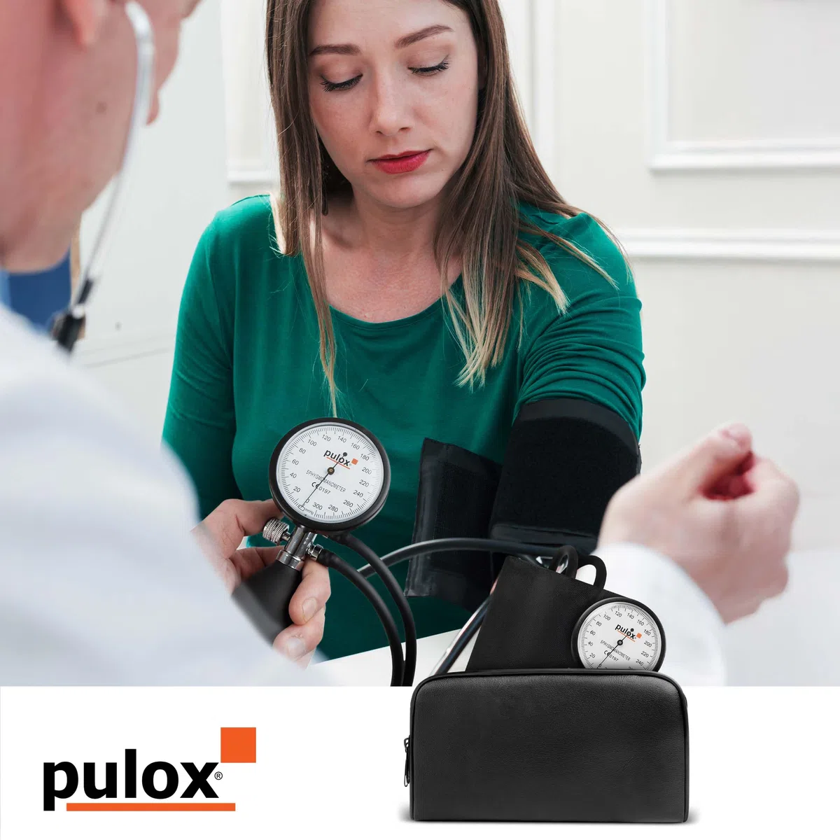 Pulox Tensiomètre Manuel - Sphygmomanomètre Anéroïde pour la mesure de la pression artérielle au niveau du bras | Sphygmomanomètre anéroïde pour mesure manuelle de la pression artérielle sur le haut du bras avec sac