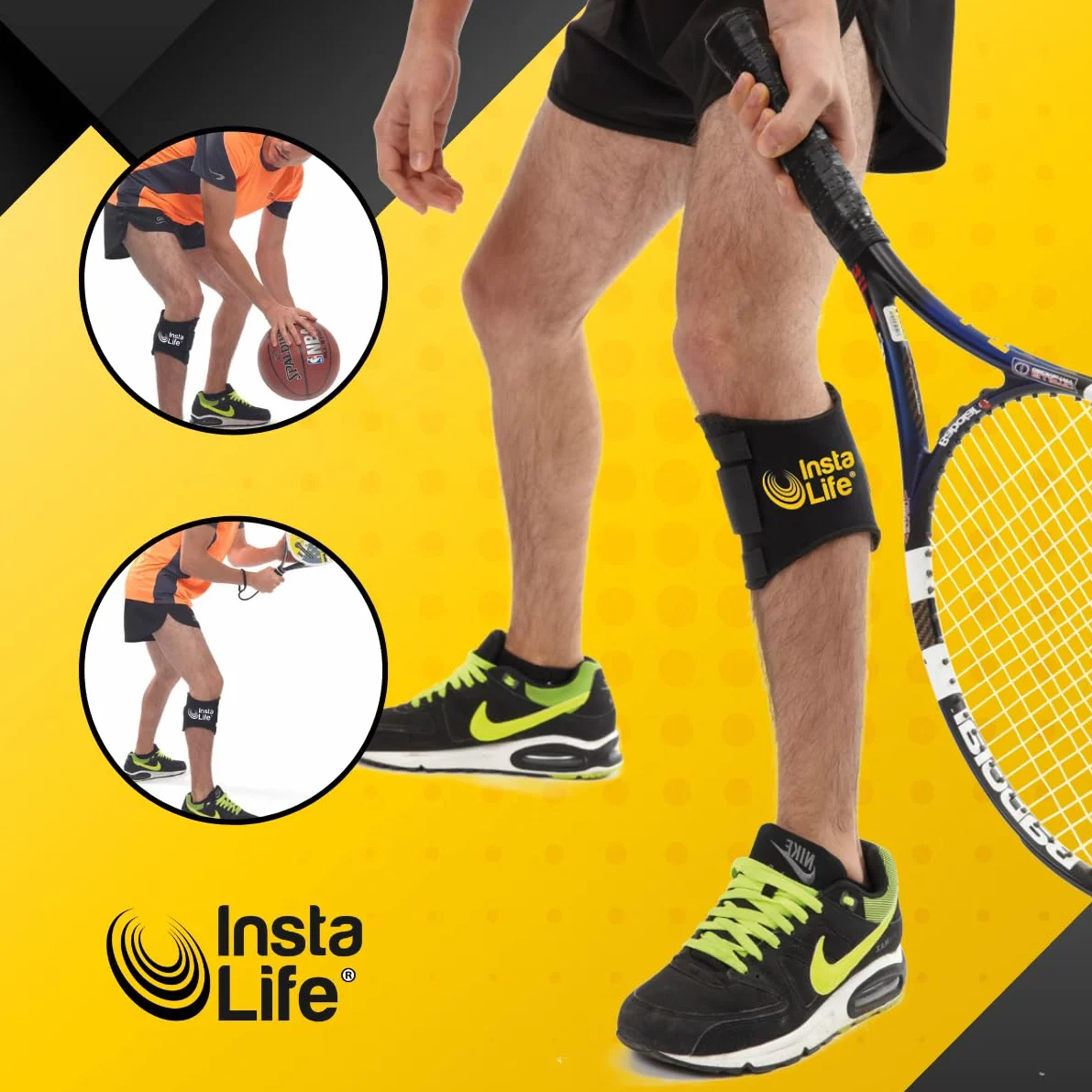 INSTA LIFE INSTALIFE Lot de 2 genouillères pour soulager les douleurs articulaires, soulage les douleurs dorsales avec digitopression, ergonomique, douleurs lombalgiques, sciatiques, douleurs aux
