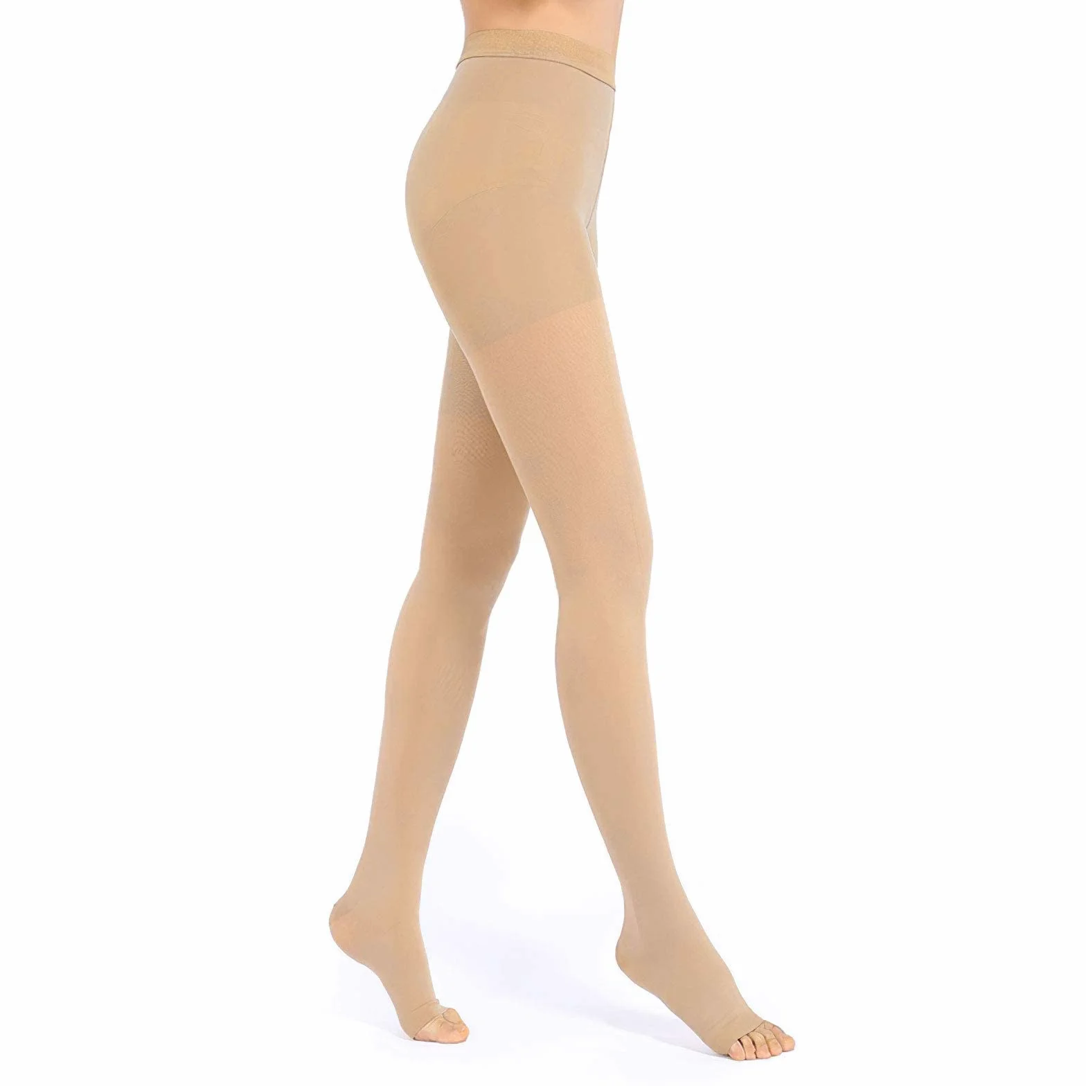 20-30mmHg Collants de compression médicaux pour homme et femme - Long - Classe II - Bas de compression gradués pour homme - Bout ouvert - Bas de soutien pour grossesse, varices, œdème