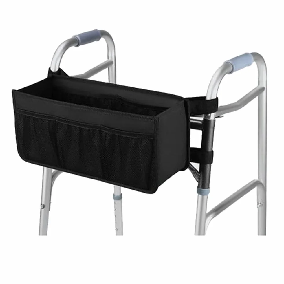 Panier de Marcheur Sac de Marcheur Porte-Gobelet de Marcheur Panier de Marcheur pour Déambulateur Pliable Sac de Rangement de Déambulateur Pliable