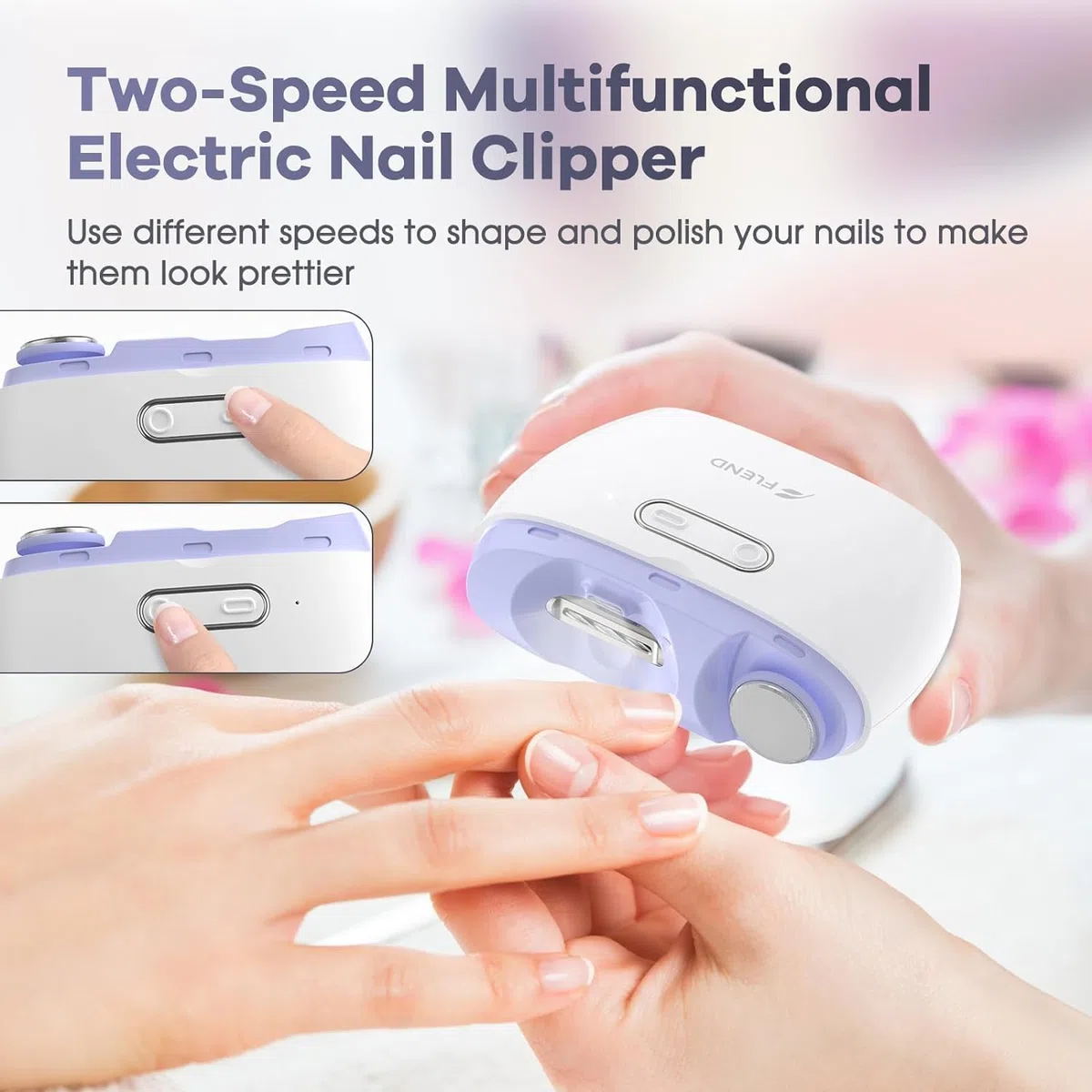 Coupe-ongles électrique automatique - Lime à ongles portable - Sans bruit - Coupe-ongles - Coupe-ongles - 2 en 1 - Facile à utiliser - Lumière LED - Coupe-ongles pour enfants