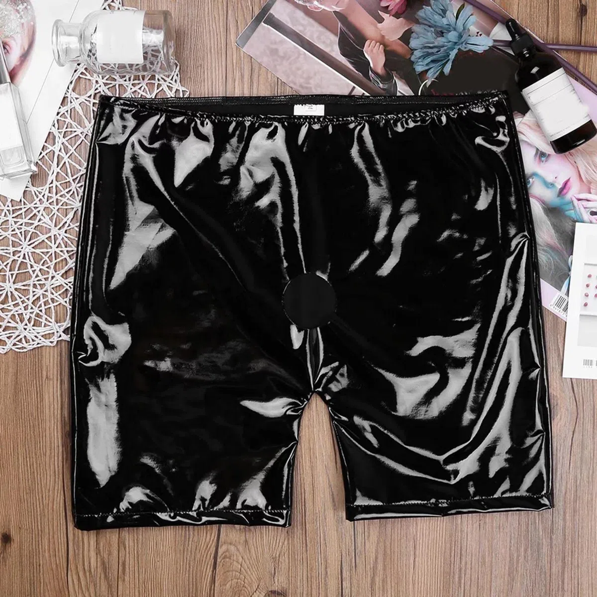 Sous-vêtements en maille pour homme, goût cuir doux, sous-vêtements, shorts, pantalons, pantalons en latex rouge