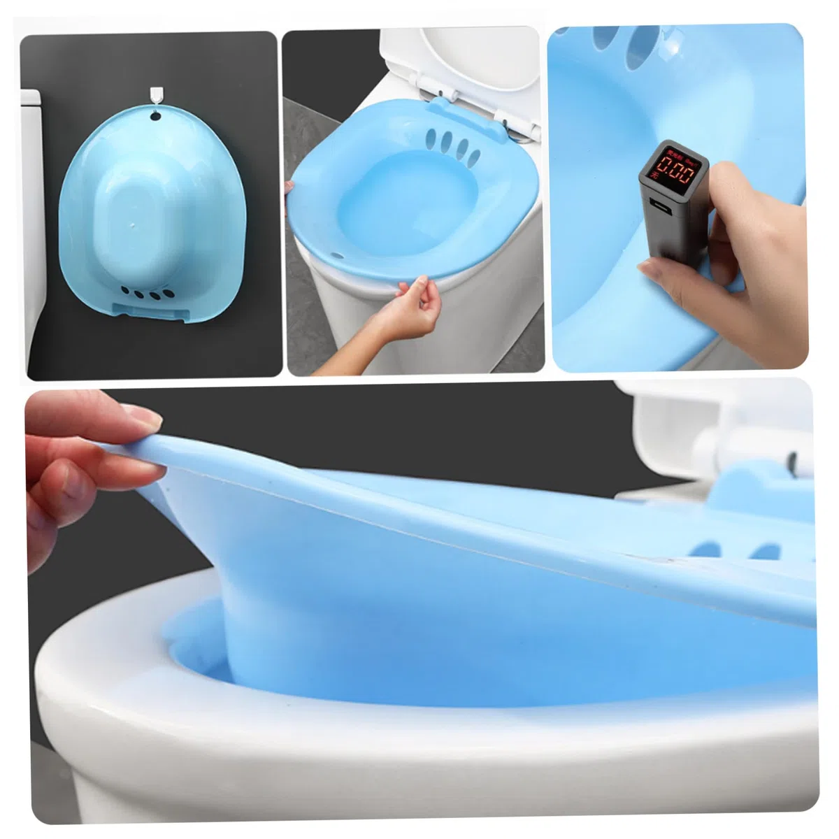 Baignoire de sitz Pliable pour Les Toilettes, bassin de Bain Sitz Portable pour trempage par siège pour Les Toilettes baignoires périnéales pour Un soulagement hémorroïdal