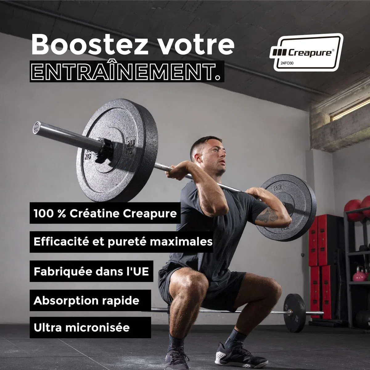 Foodelis Creatine Monohydrate Creapure 500g en poudre - 100% Creatine Creapure - Sans arôme, Non-OGM, Pure et sans additifs - Avec dosette incluse - Haute solubilité