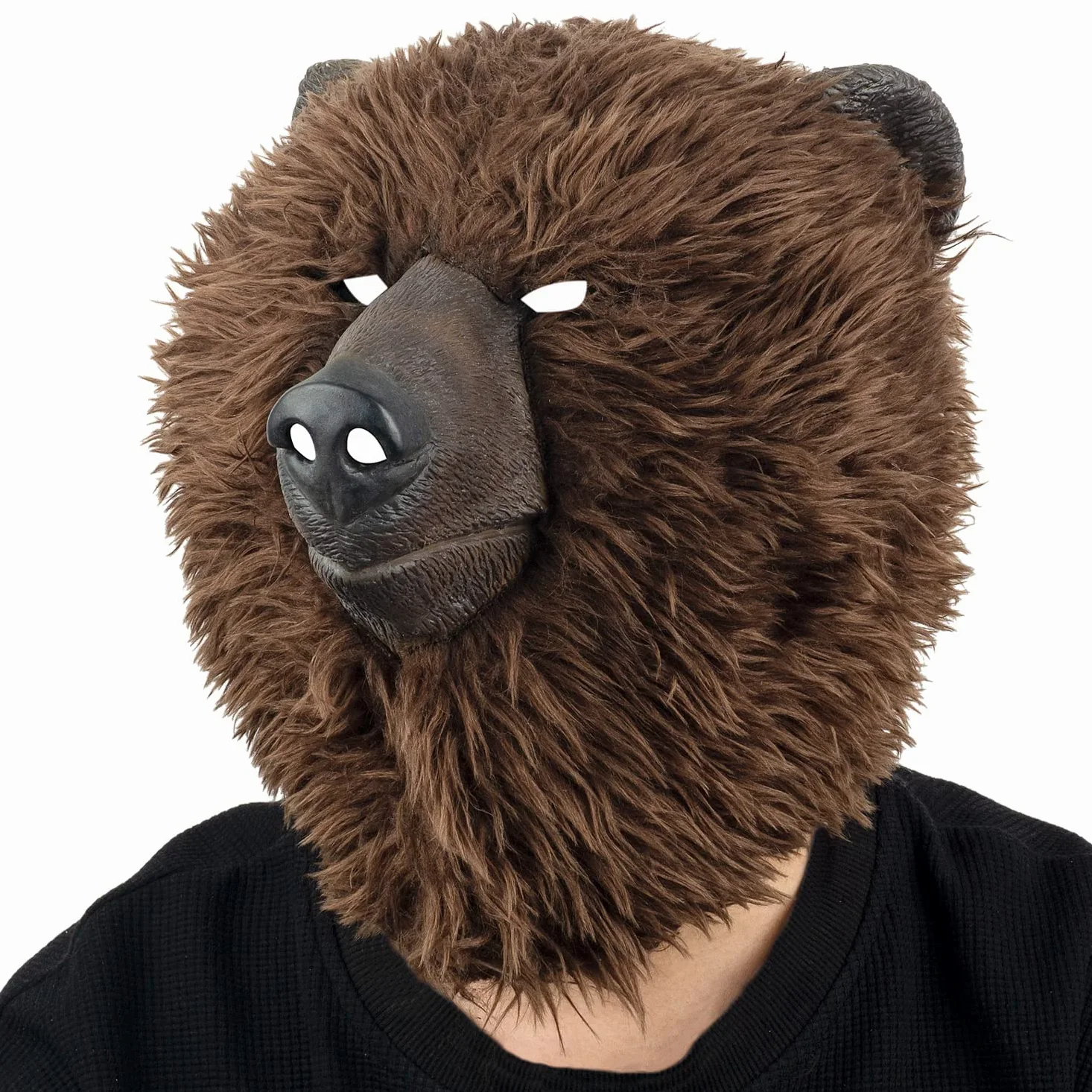 Masque d'ours en peluche marron pour Halloween, carnaval, fête masquée, carnaval, défilé d'animaux, masque en latex