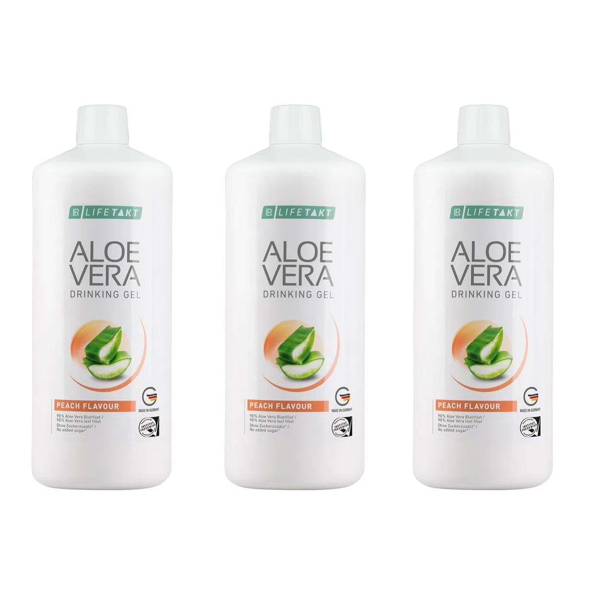 LR Lot de 3 bouteilles de gel à l'aloe vera pêche 3000 ml