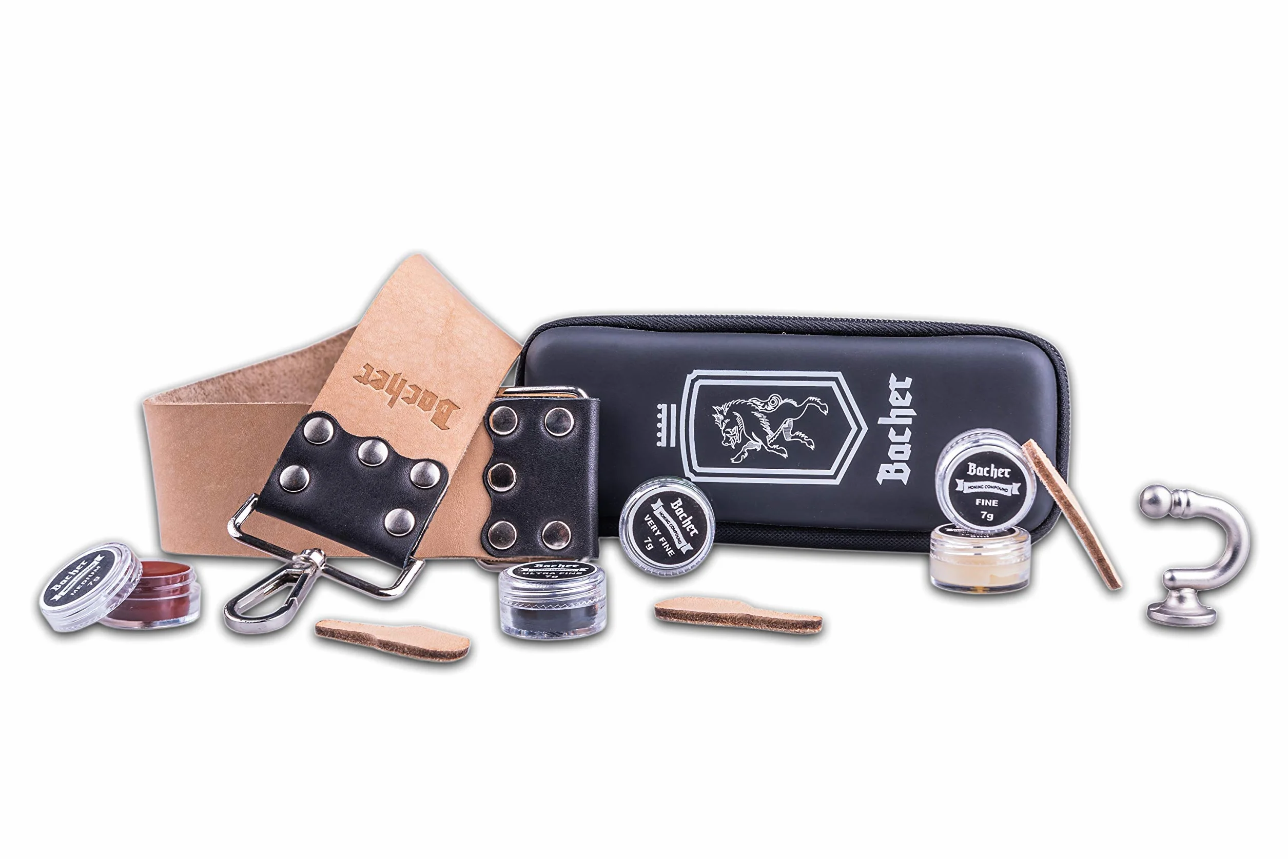 Bacher Strop en Cuir pour Rasoir kit avec composés (Regular: 56.5x5 cm)