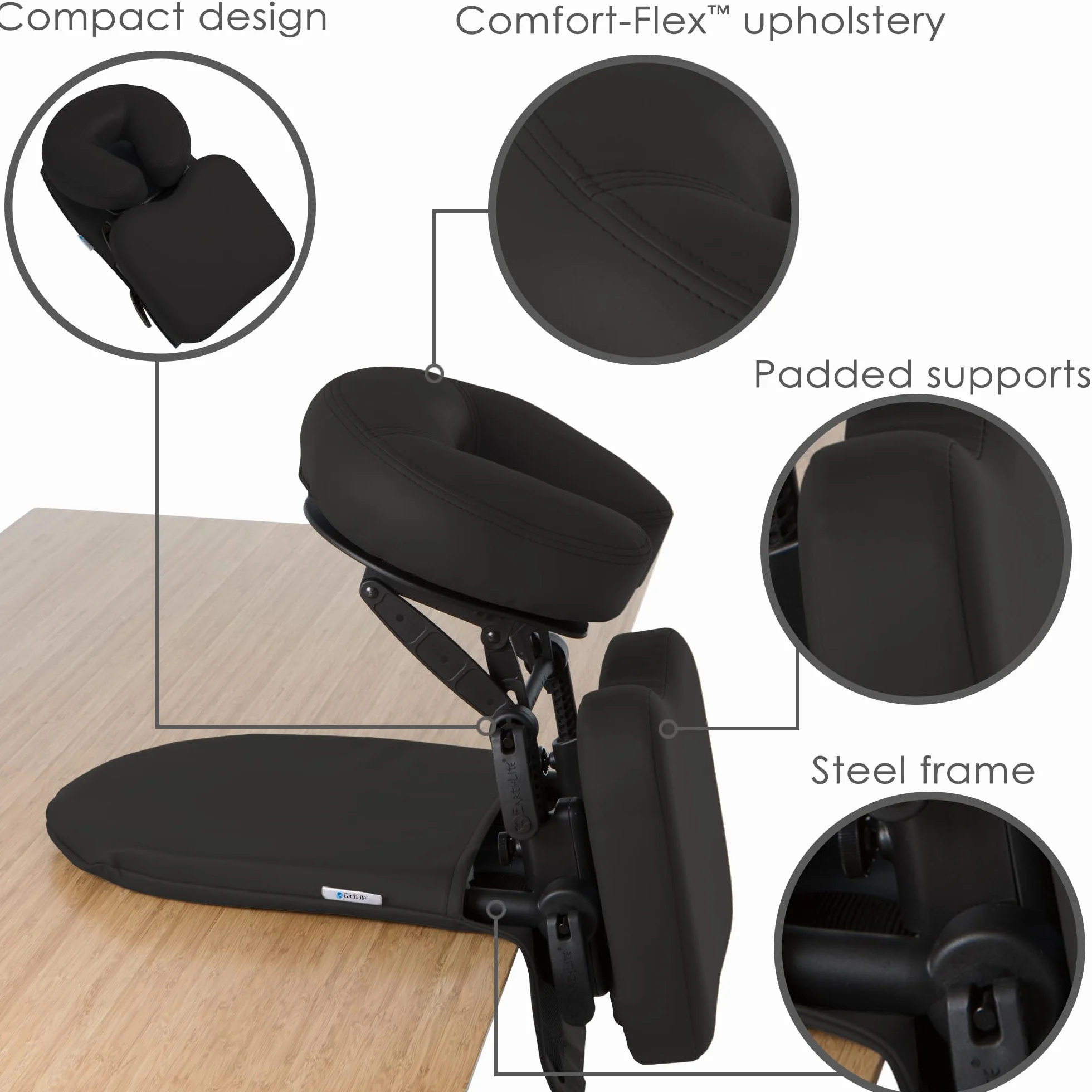 EARTHLITE Travelmate Accessoire pour table de massage - kit de massage têtière et dessus de table, équipement pour récupération post-vitrectomie