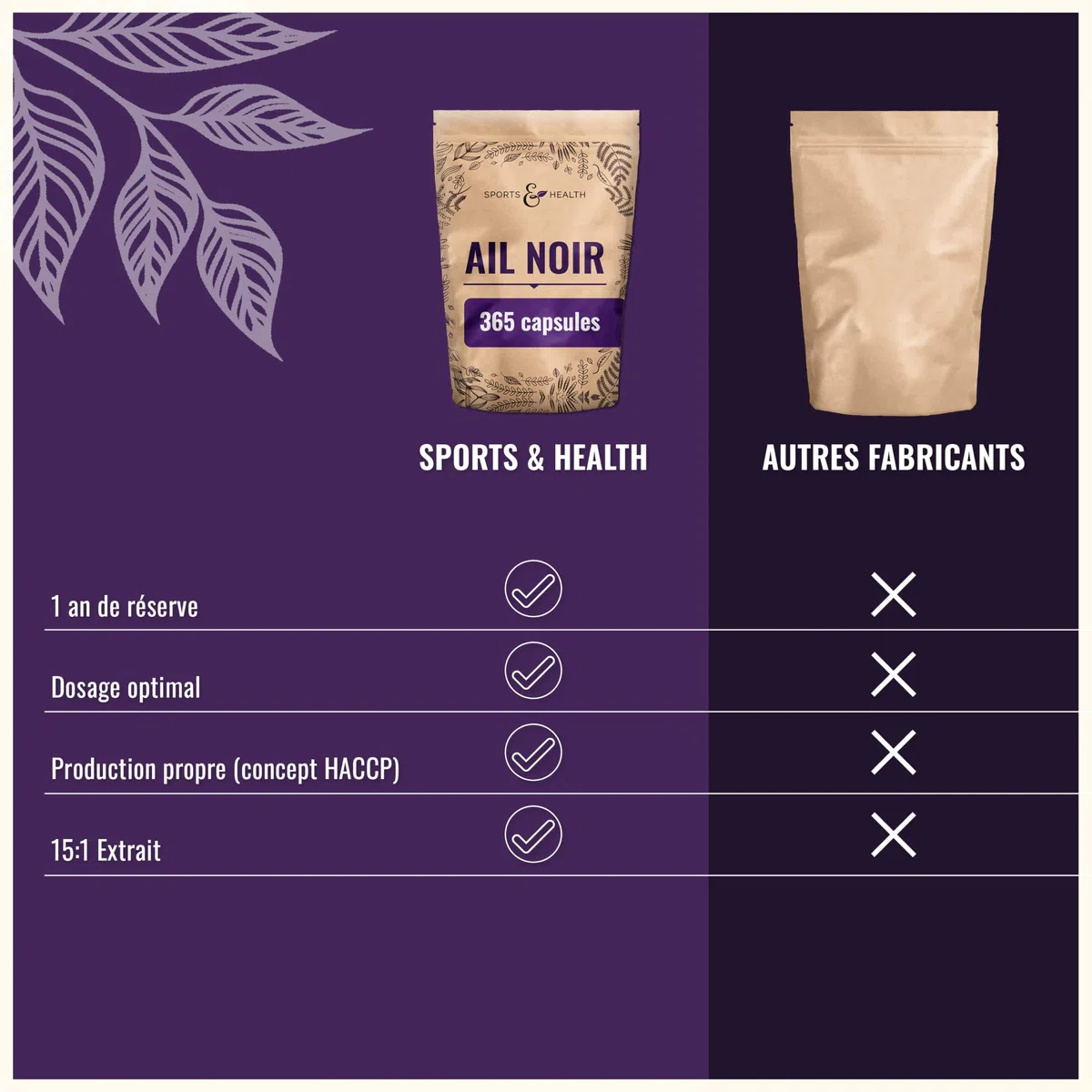 Gélules d’ail noir fermenté 9 000 mg à partir d’un extrait 15:1 – 365 gélules hautement dosées – Black Garlic Capsules – Véganes et sans additifs – Extrait de bulbe d’ail noir - aged garlic extract