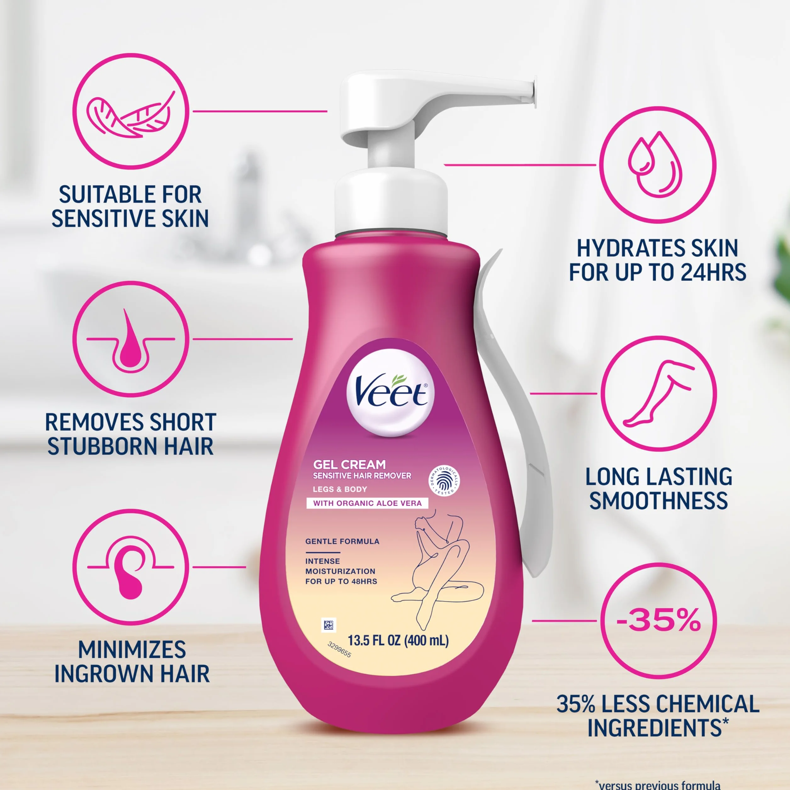 Veet Gel Hair Remover Cream, Sensitive Formula, 13.50 Ounce (Packaging may vary) by Veet