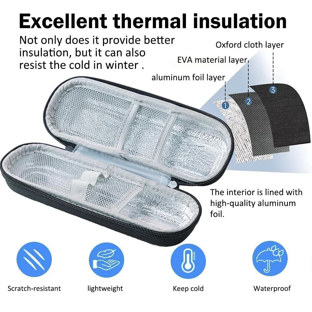 Pochette Isotherme Insuline,Trousse Sac Medicament Voyage avec 2Pcs Sac De Glace Réutilisable en Gel,Sac pour Diabétique,Trousse Sac Medicament Voyage pour Garder Médicaments Au Froid(Noir)