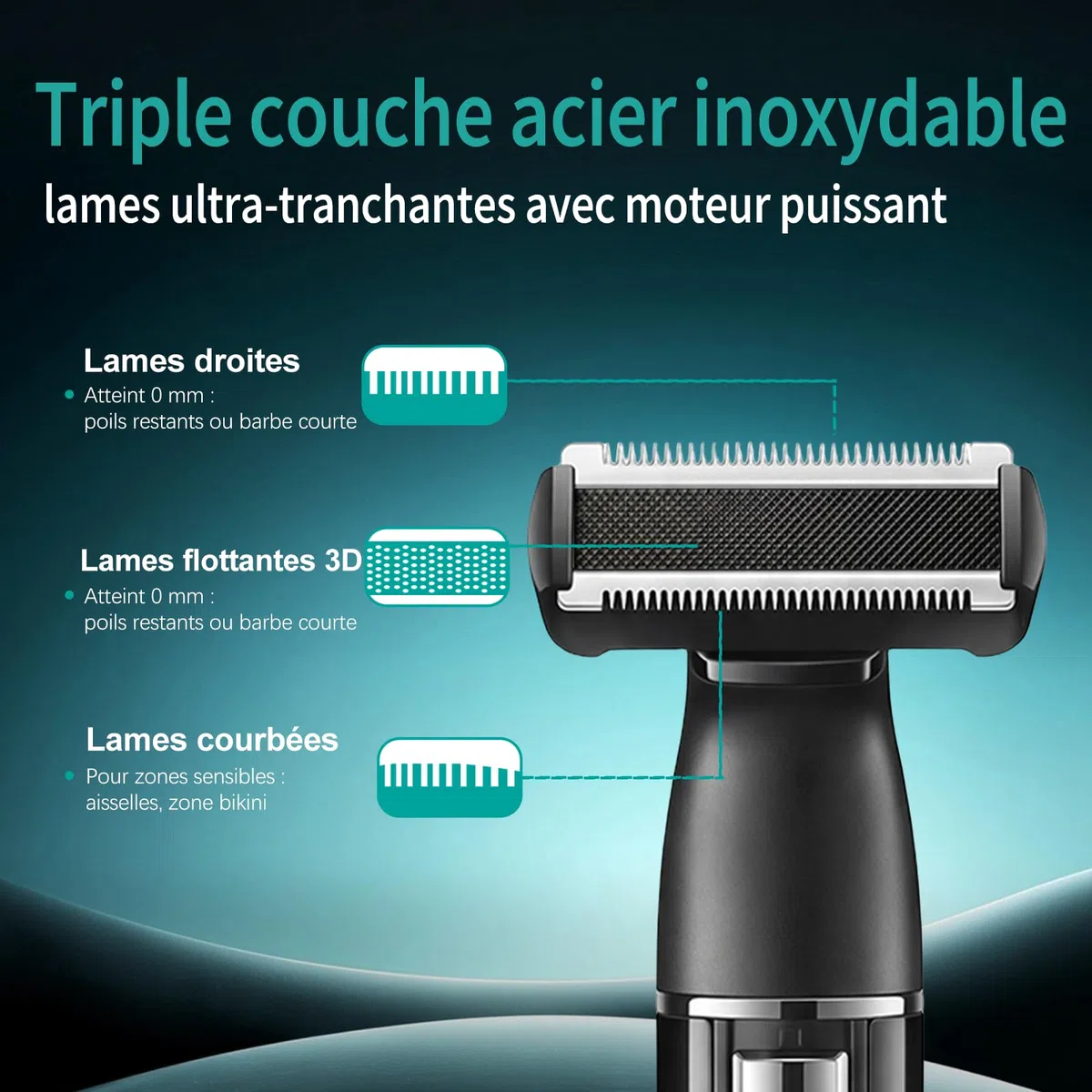 VGR 628 Tondeuse Intime Homme 3 en 1 Sans Fil, Tondeuse Partie Intime Homme, Rasoir Nez Et Taille Des Sourcils Avec Base Et, Pour Poitrine, Jambes, Aisselles, Nez Et Visage, IPX5, Vert