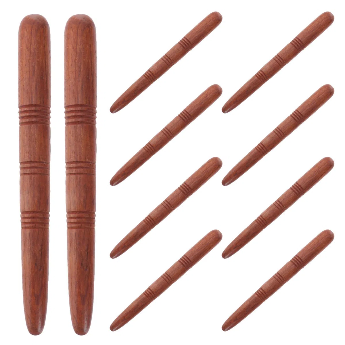 Lot de 10 bâtons presseurs en bois pour massage des pieds et des mains, courbes ergonomiques, outils d'acupression portables en bois, pour voyage et bureau, pour personnes âgées