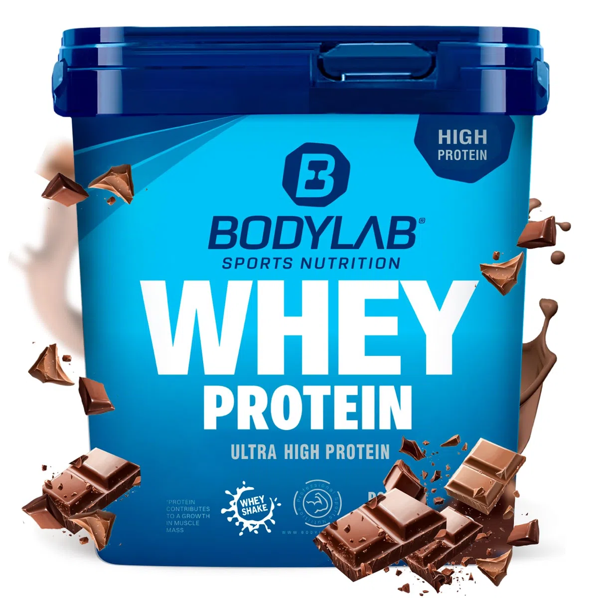 Bodylab24 Whey Protein Powder Double Chocolate 2kg, pour des muscles plus forts, protéine de lactosérum peut favoriser la construction musculaire, avec 80% de protéines, sans aspartame
