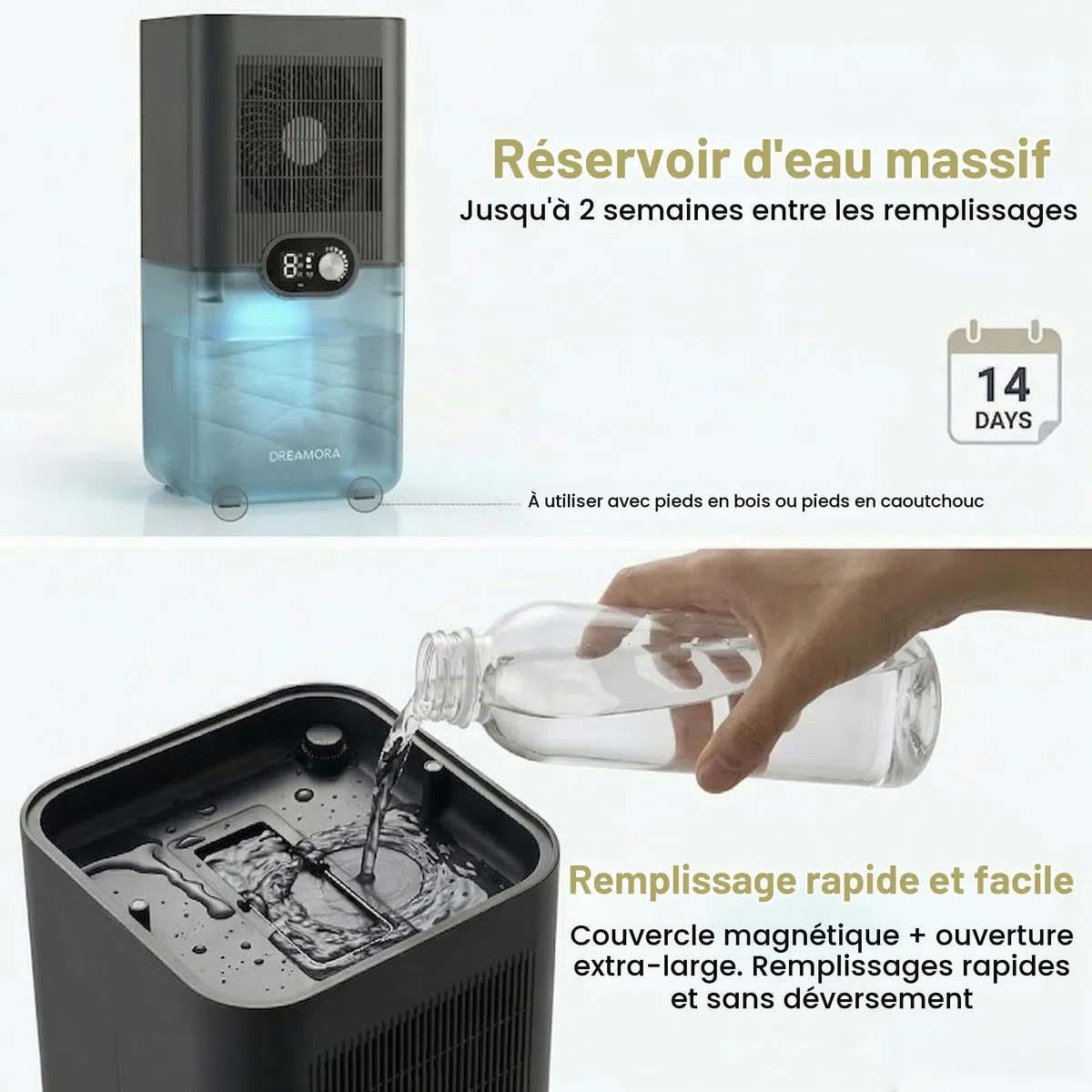Refroidisseur Luna pour Matelas à Eau - Silencieux et Compact | Confort Réversible Double Face, Circulation Liquide Réfrigérée, Endormissement Profond, sans Abonnement ni Frais Cachés -Gris