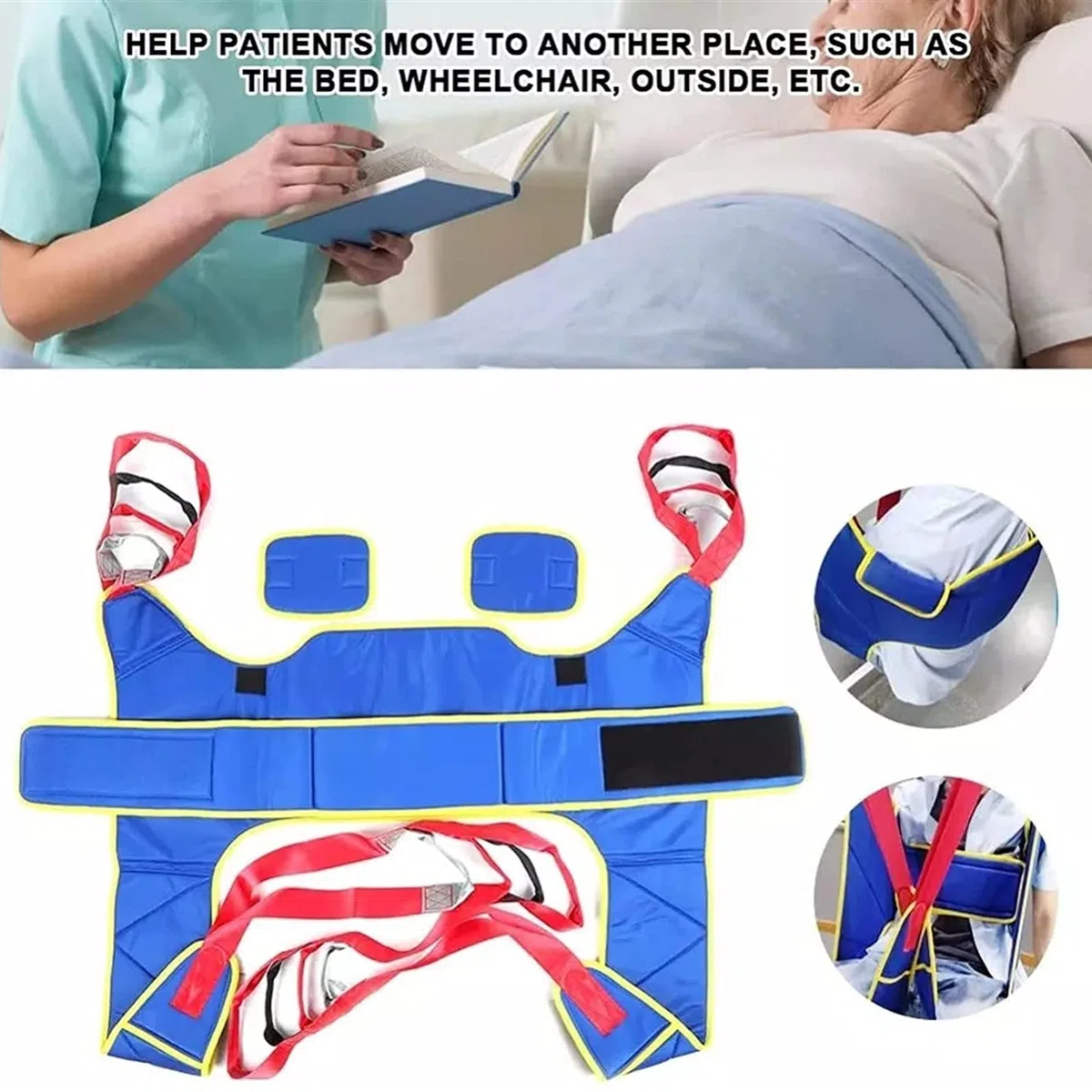 Sling Patient Lifter,Harnais Compatible élingue De Toilette Lève - Malade Lève-Personne pour Les Aidants Naturels,Les Personnes Âgées Sangle de Levage du Patient pour Tout le Corps en U Blue,L