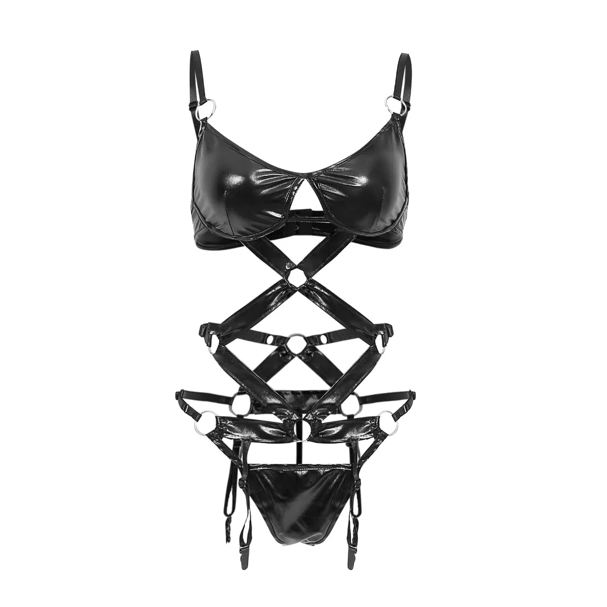 Générique Harnais Corps en Cage Réglable en Cuir Évider pour Femmes Lingerie Sensuelle Sous-Vêtements Féminins