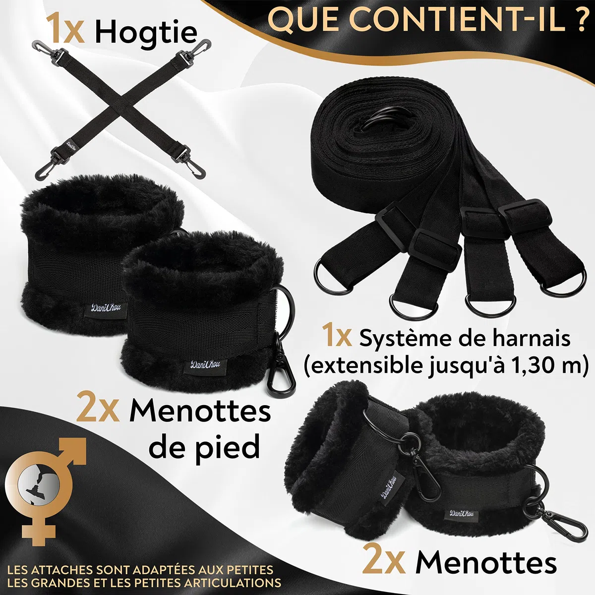 Premium Menottes sex adulte lit, peluche extra & mousquetons exclusifs, attache lit sex adulte & BDSMS Set, fouet sex adulte, jeux couple, kit BDSM, jeu couple, BDSMS set couple